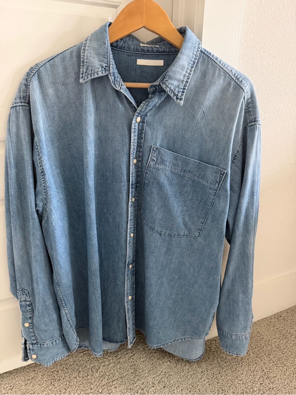 Mother - Oversized Denim Button-Up Shirt